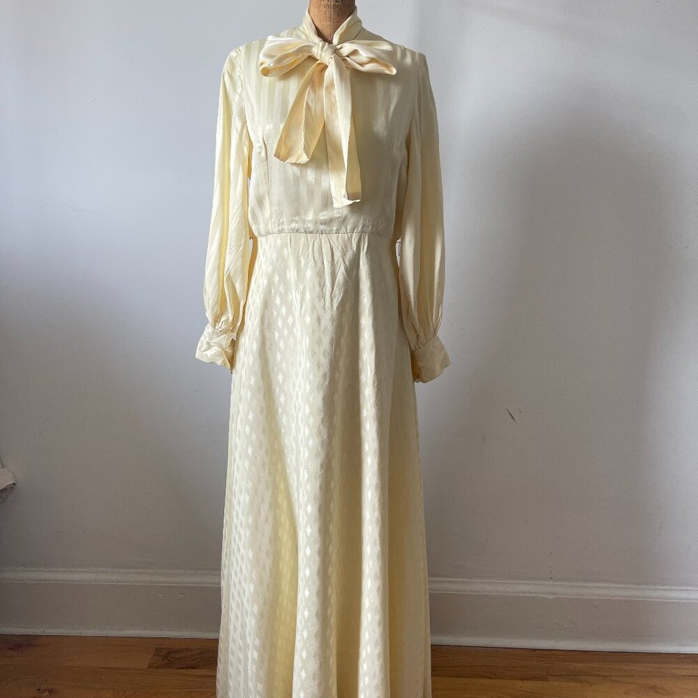Vintage 70s California of Calliope Ivory Stripe and Diamond Gown—Vintage Bridal